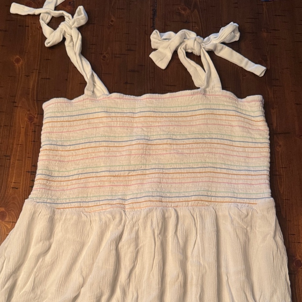 LC Lauren Conrad White Sundress with Pastel Stripes